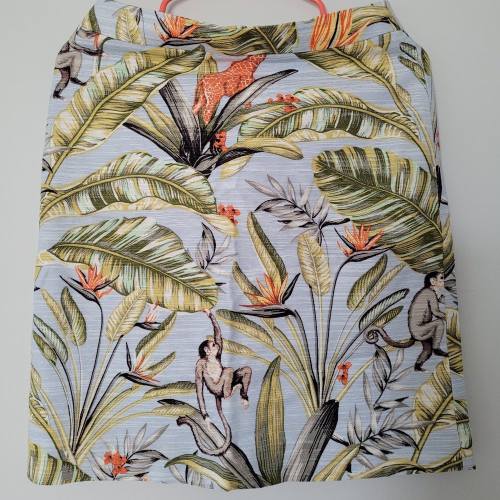 Ann Taylor Tropical Monkey Giraffe Jungle Safari Print Pencil Skirt Size 2